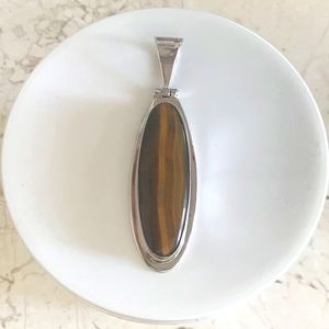 Artisan Sterling 925 Tigers Eye 2.5” Pendant Nice!